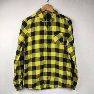 Shaun White Boy's Checkered Yellow Black Button Down Long Sleeve Shirt Size XL